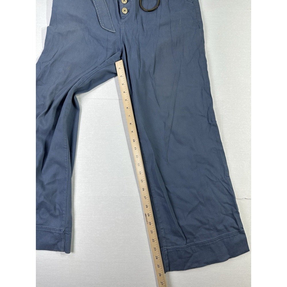 Anthropologie Blue Pants Women's 12P High Rise Button Fly Belted - Picture 5 of 5